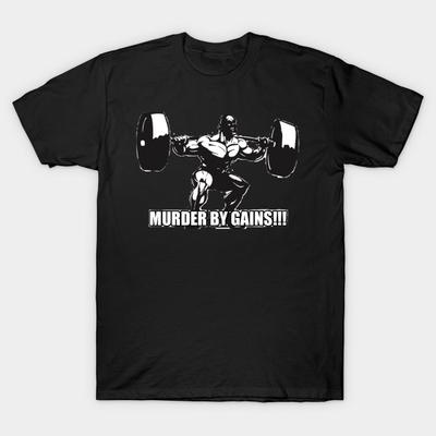 Camiseta Estampada Negra para Hombre Camiseta Súper Grande murder-by-gains Impresión con Papel de Transferencia Sin Corte Camiseta de Algodón
