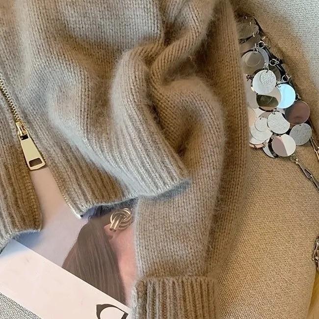 Damen Frühling Kurzer Cardigan Pullover Herbst Spleißen Elegant und Temperamentvolle Oberteile