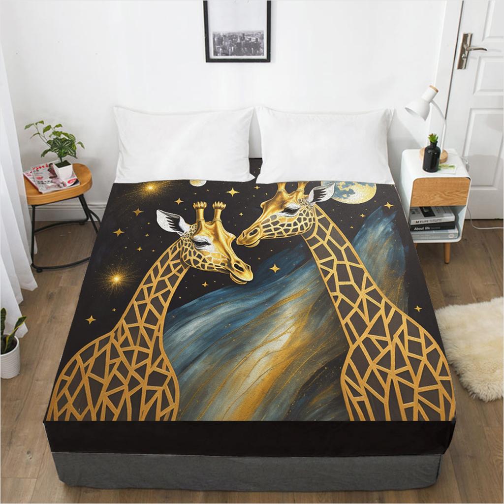 Fashion Fitted Sheet 3D Printed Pattern 3 Piece Set Bed Sheet Mattress Cover Elastic Band Bedding