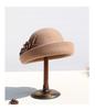 Women's Retro Wool Felt Bucket Hat - Elegant Folded Brim for Autumn/Winter