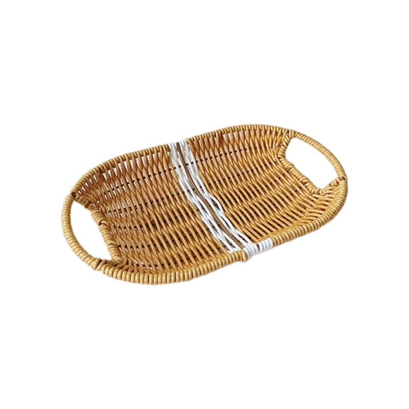 

Woven Fruit And Vegetable Serving Container Practical Oval Rattan Woven Baskets Multifunctional Container for Food small