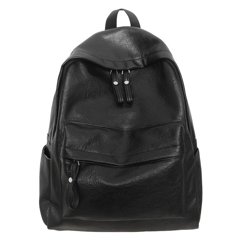 Soft leather schoolbag female college student leisure travel backpack male fashion large capacity leisure computer backpack