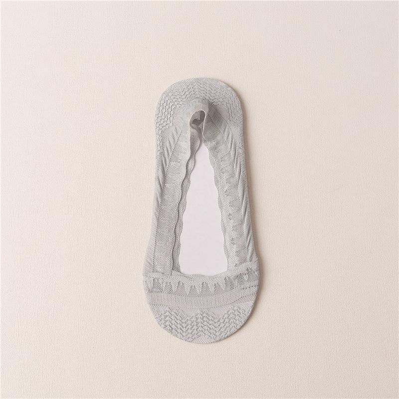 Women's Lace Invisible Stockings Spring/Summer Ultra-Thin Shallow Cut Breathable Silicone Lace Boat Socks Short Socks
