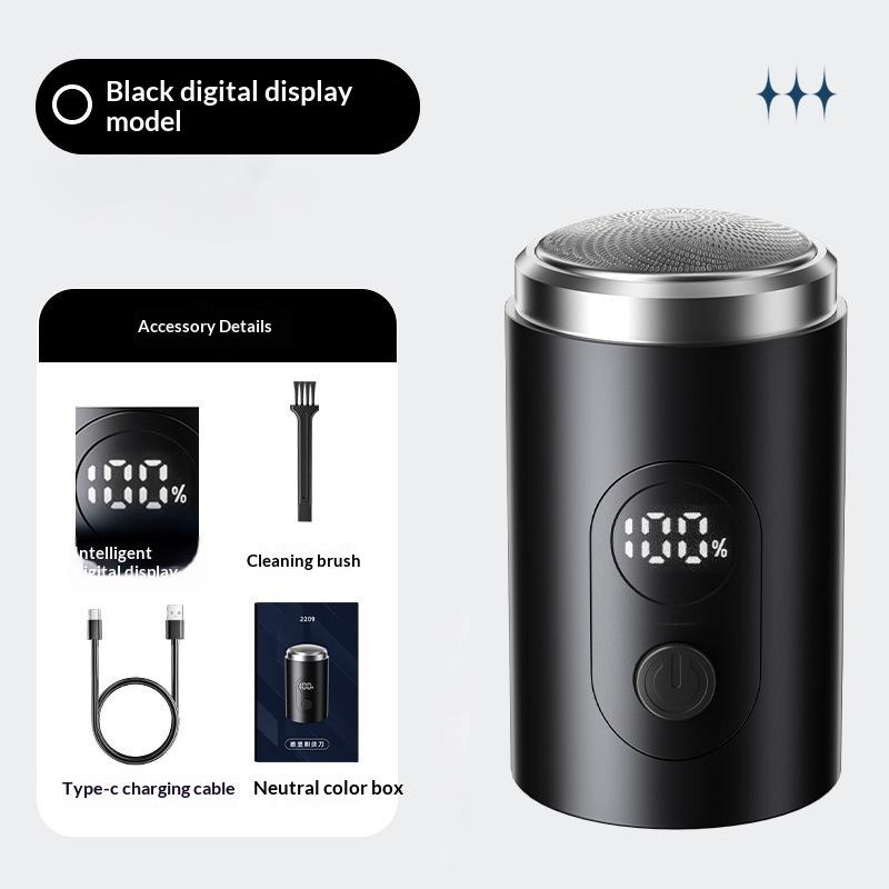 New Shaver Mini Digital Display Bearer Rechargeable Washable Car Small Steel Cannon Electric Razor Men's Portable Electric Razor