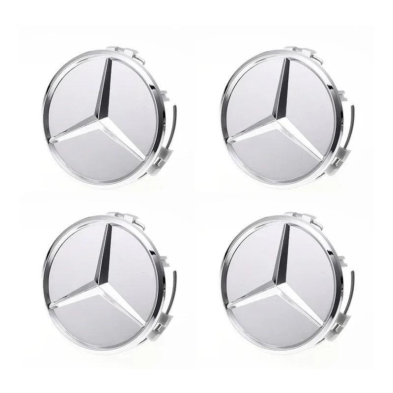 For Mercedes Benz 4PCS 75mm Metal Emblem Car Wheel Center Hub Cap Cover Badge For Mercedes Benz AMG GLK GLE GLC W203 W206 W220 W