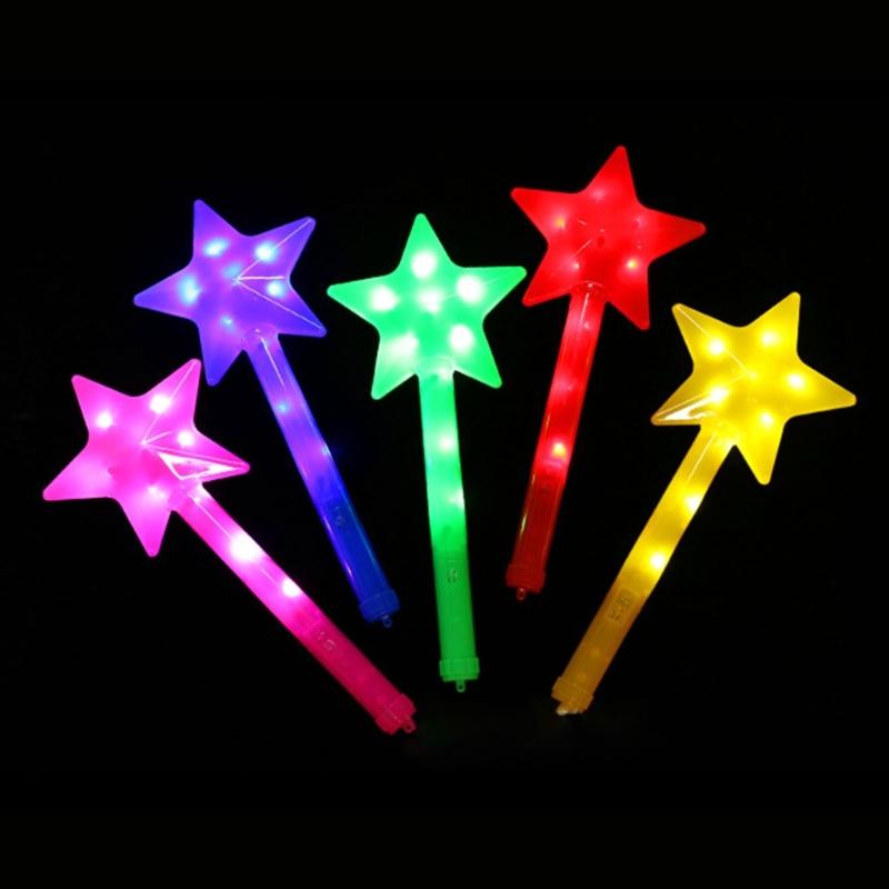 Varinha de Fada Brilhante Estrela de Cinco Pontas Varinha Atacado para Crianças Adultos Brincadeira ao Ar Livre de Verão Festa Suprimento Mercado de Pulgas 10PCS