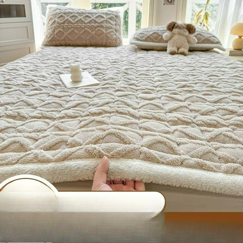 Thickened Taffeta Fleece Mattress, Milk Fleece Sheets, Winter Plus Fleece Dormitory Bedding, Single Mattress, Double