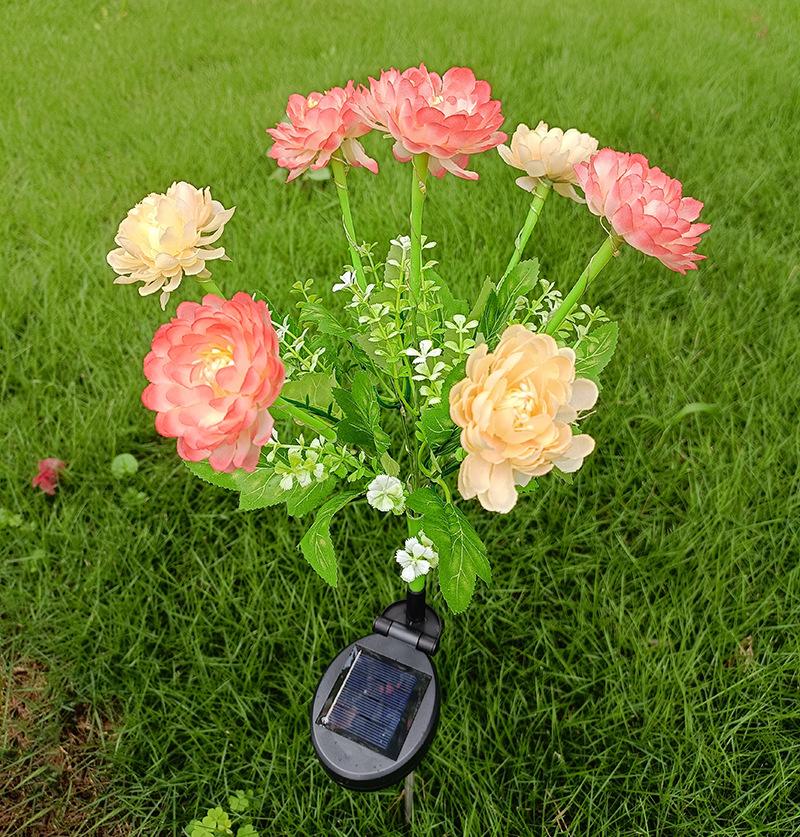 Solar LED Lights Snow Lotus Flower Lawn Lamp IP65 Outdoor Waterproof for Yard Patio Garden Decoration Flower Holiday Party Lamp