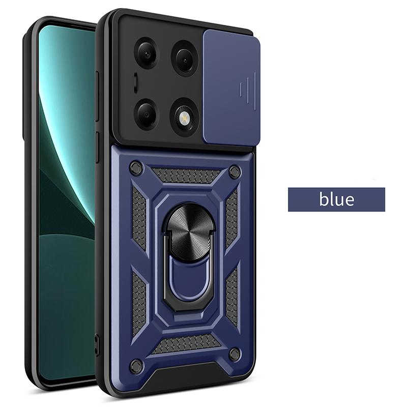Stoßfeste Panzerhülle für Xiaomi Redmi Note 13 4G/5G Pro Plus Poco X6 mit magnetischem Ringhalter für Auto Handyhülle Schutz