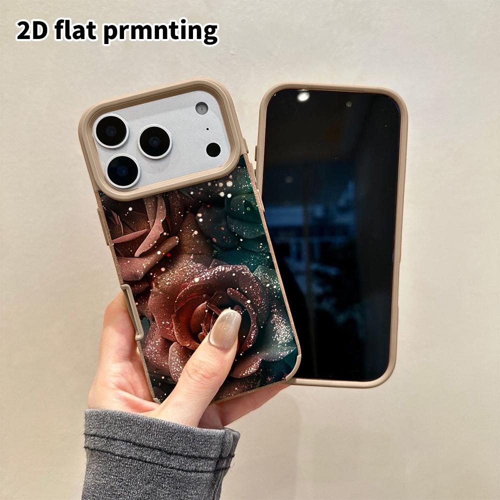 Phone Case: 2D Flat Lambskin Suitable for iPhone 18 17 16 15 14 13 Pro Film Protective Case,vintage Rose, Christmas and Halloween Gift