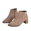 2025 Autumn and Winter New European and American Foreign Trade Large Size Pointed High Heel Thick Heel Side Zipper Suede Martin Boots Women