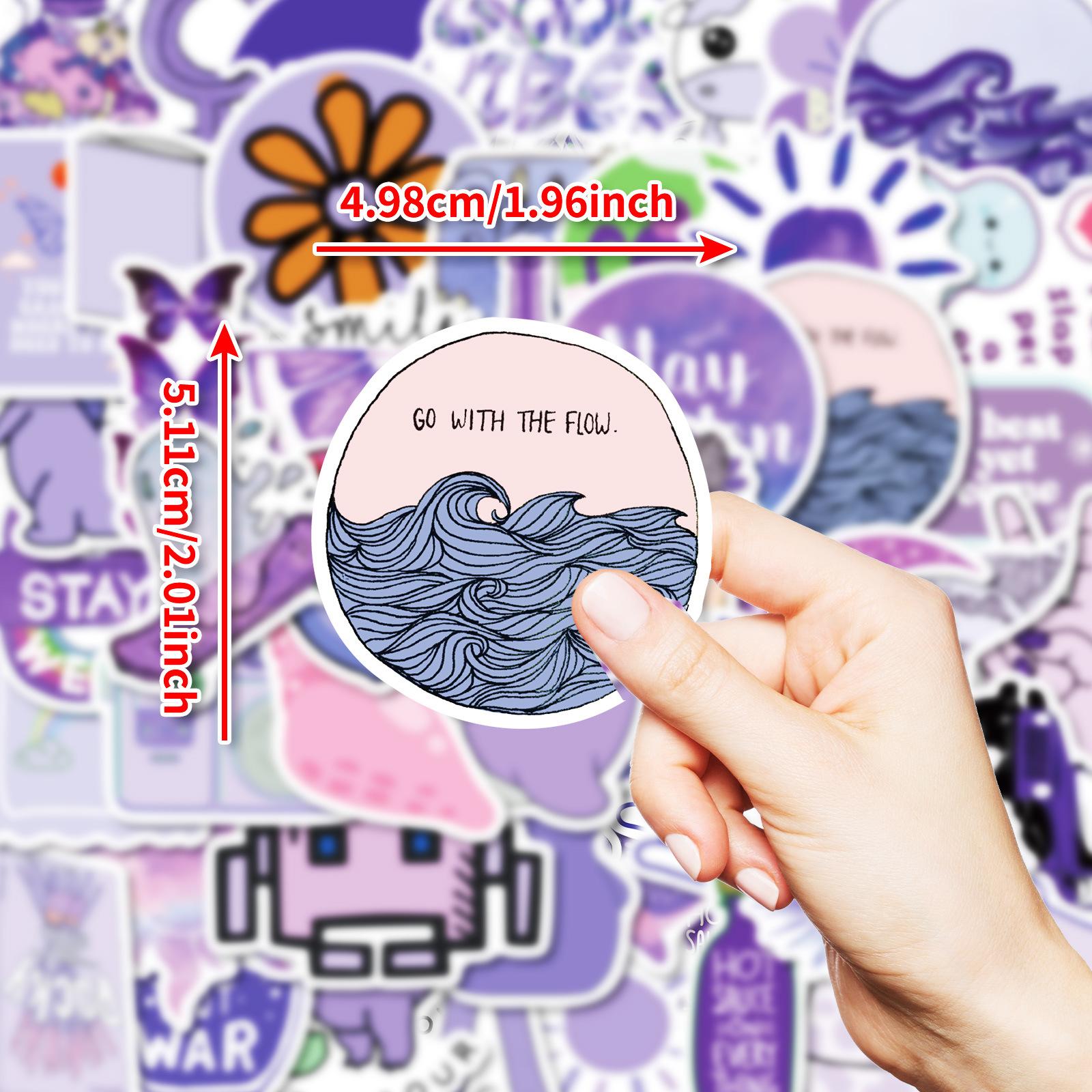 

50 фиолетовых персонализированных наклеек-граффити, нарисованных вручную, водонепроницаемые декоративные наклейки-граффити из полипропилена, наклейка для чемодана своими руками