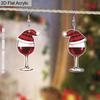 2D Flat Acrylic Red and Black Checkered Christmas Hat Wine Glass Pendant Earrings Women's New Year Jewelry Holiday Party Accessories