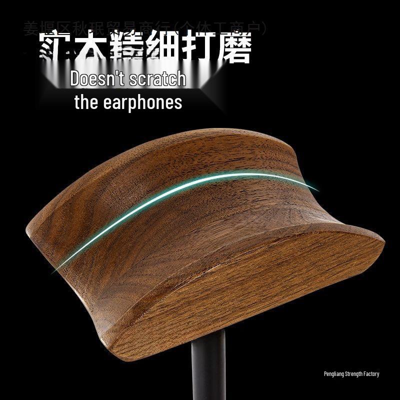 Heavy Duty Solid Walnut Wood & Metal Headphone Stand