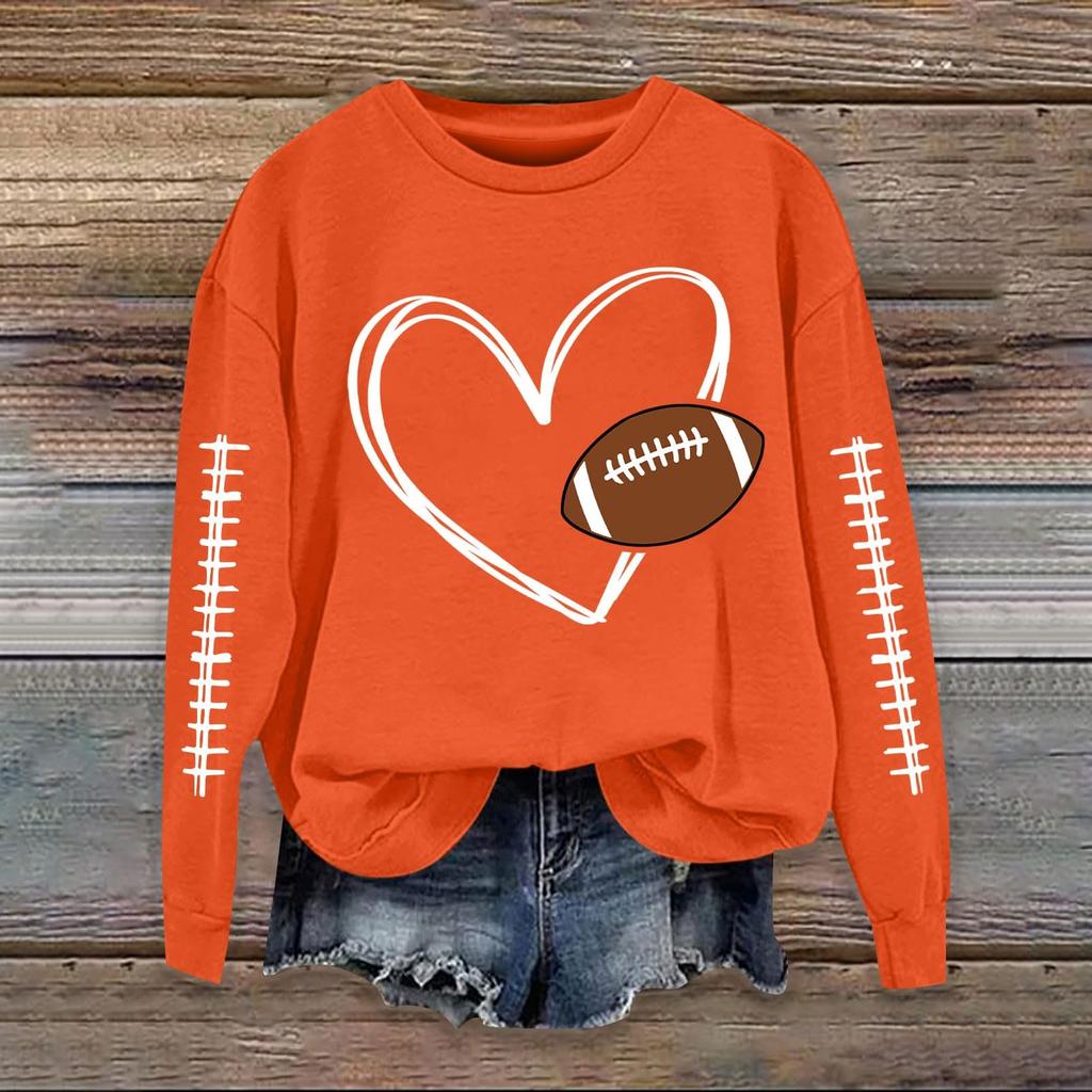 Women's Fashionable Casual Long-sleeved Rugby Printed Round-neck Top