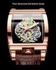 Men's Waterproof Luminous Tourbillon Leather Watch with Fashionable Motorcycle Gear Design