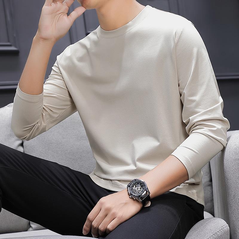 

Мужская однотонная футболка с длинным рукавом из мерсеризованного модального хлопка, приятная для кожи 3XL