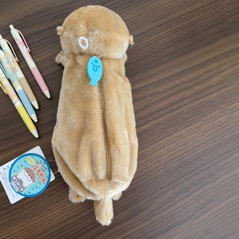 Cute Little Otter Plush Pencil Case Cartoon Animal Doll Pen Bag Stationery Storage School Supplies Plush Pencil Cases