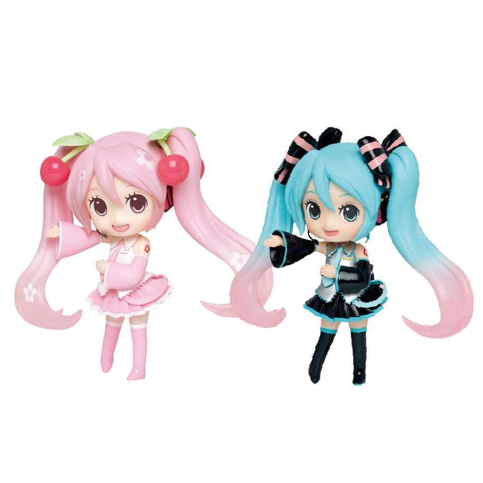 Hatsune Miku Anime Figure Toys Pink Cherry Dress MIKU Kawaii Cartoon PVC Action Q Version Model Dolls Birthdays Gifts Kids Gifts