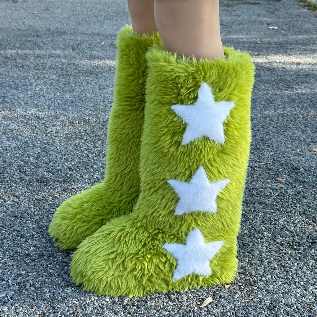 Winter Women Fluffy Faux Fox Fur Boots Woman Plush Warm Snow Boots Luxury Footwear Girls Furry Fur Bottes Fashion Winter Shoe