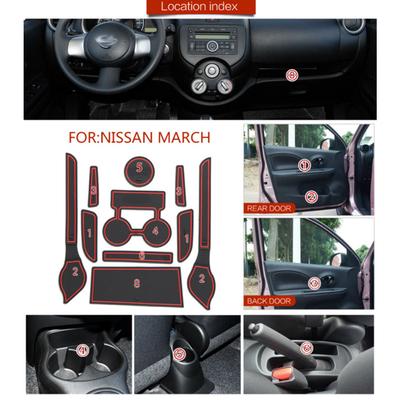 Rubber Door Groove Mat for Nissan Micra K13 March 2013~ Cushion Gate Storage Slot Coaster Dust-proof Car Inner Sticker