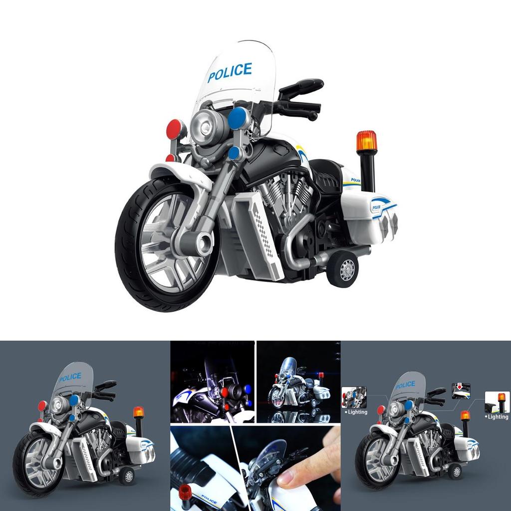Patrol Car Inertial Motorcycle Police Car Model Toy With Sound And Light For Kids