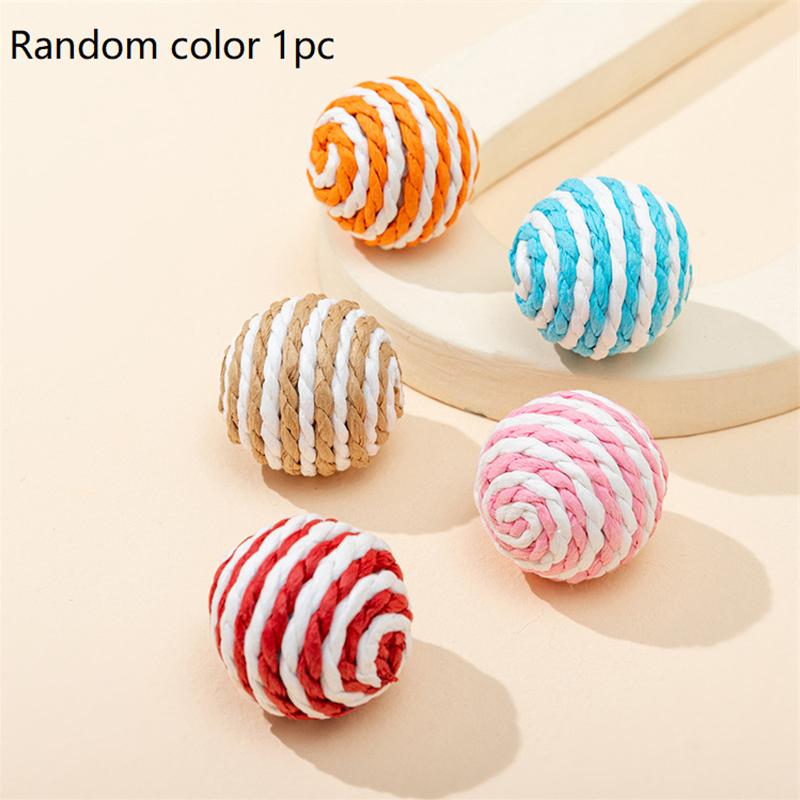 Random Color Rope Woven Cat Ball Toy, Interactive Kitten Chew Teaser Ball, Pet Play Toy for Cats Gift 1pc Random color 1pc