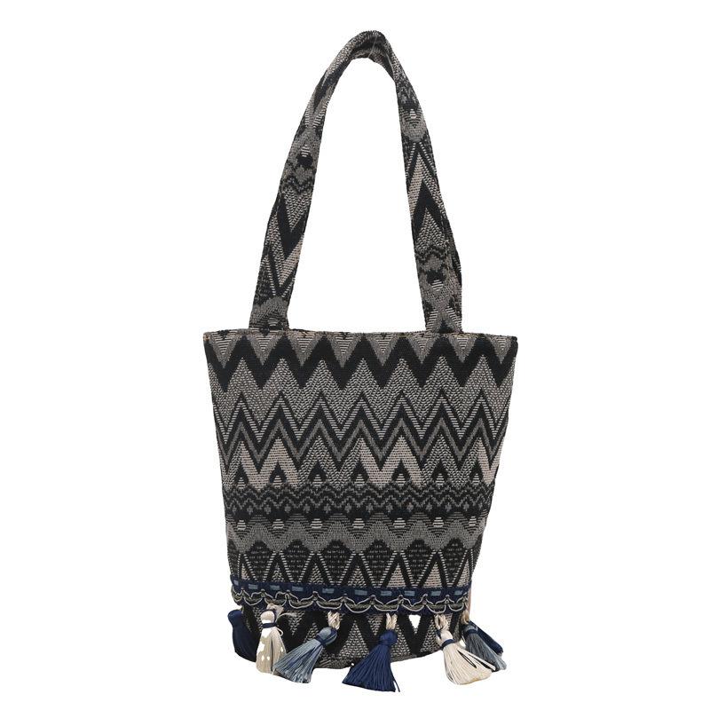 Niche Fringed Bag Canvas Bag Niche Versatile Single-shoulder Bucket Bag
