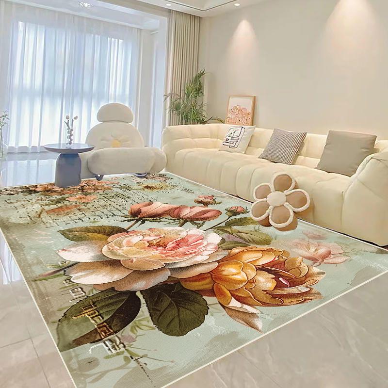 Living Room Decoration Flower Carpets Modern Home Light Luxury Rug Parlour Sofa Side Soft Floor Mat Bedroom Bedside Large Carpet