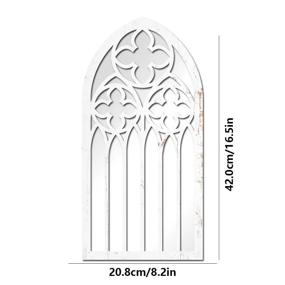1/3Pcs Gothic Mirrors Wall Decor Spooky Gothic Arched Wall Mirrors Vintage Cathedral Arch Frame Mirror Decorative Goth Mirror