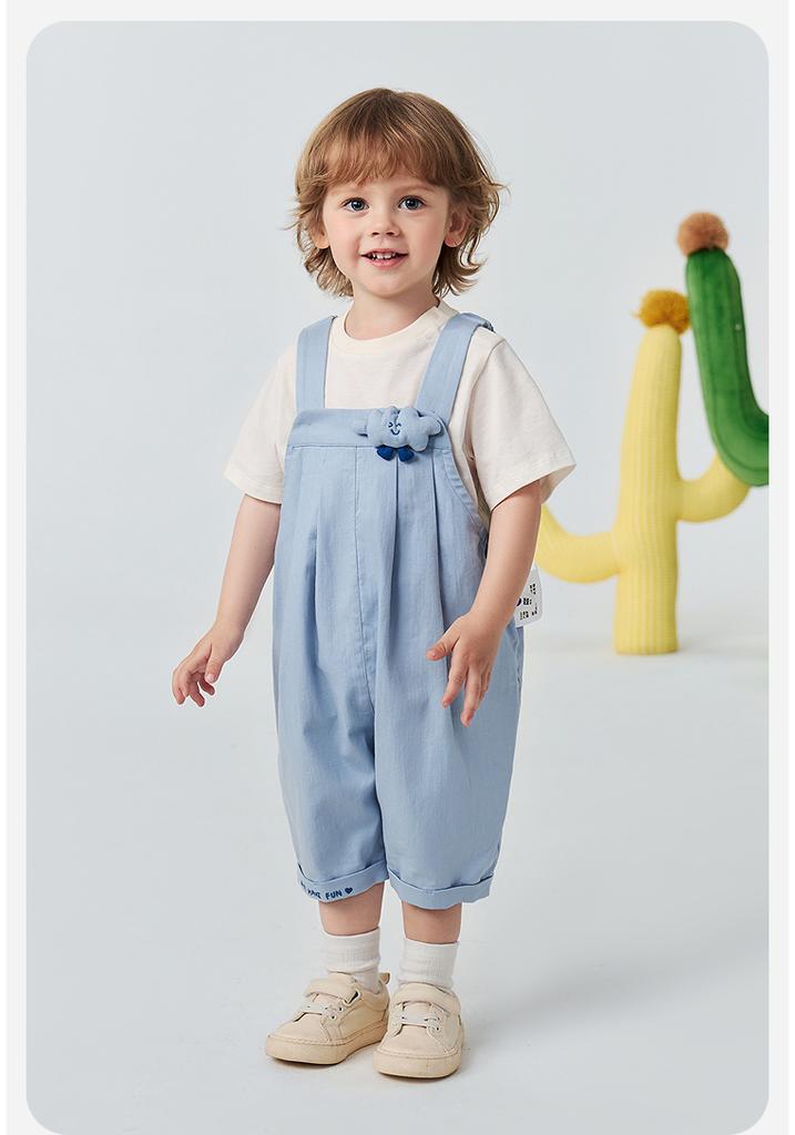 Mini Balabala Boys' and Girls' Baby Imitation Cowboy Strap Pants Soft and Breathable Seven Part Pants 2026 Summer New Style