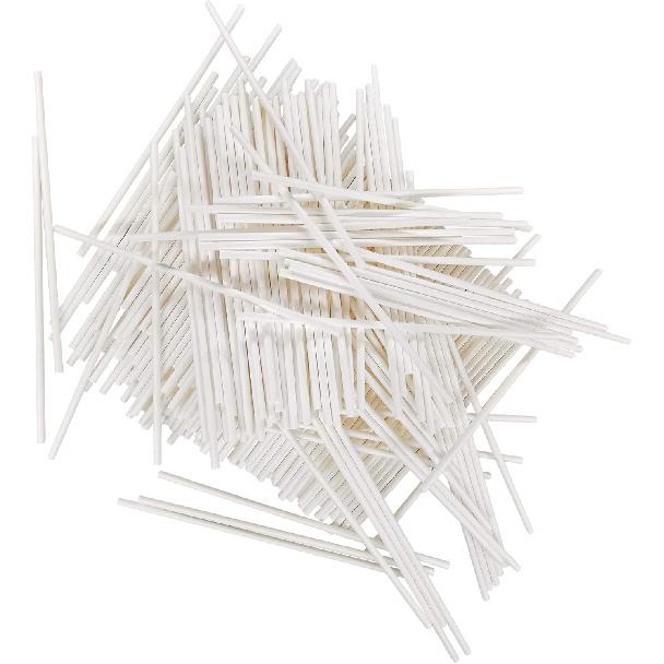 100 Count 6 INCH White Paper Lollipop Sticks,Cake Pop Sticks,Sucker Sticks for Cookies,Rainbow Candy,Chocolate,Cake Topper(Dia 4mm)