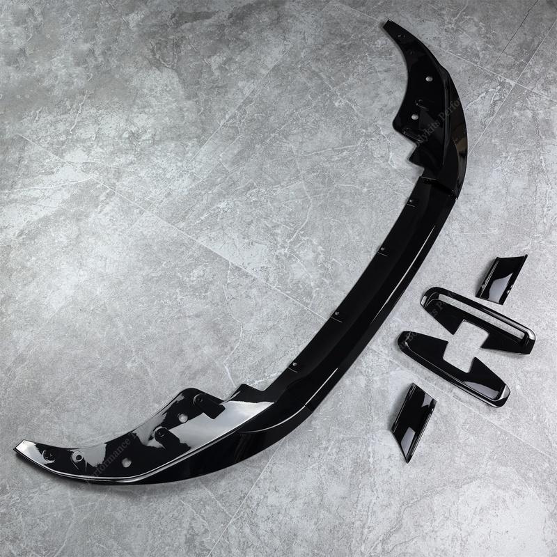 Gloss Black MP Front Bumper Splitter Lip&Areo Flicks Fog Lamp Trim Cover For BMW G22 G23 M Sport/M440i 2-Door 2019-2024 Tuning