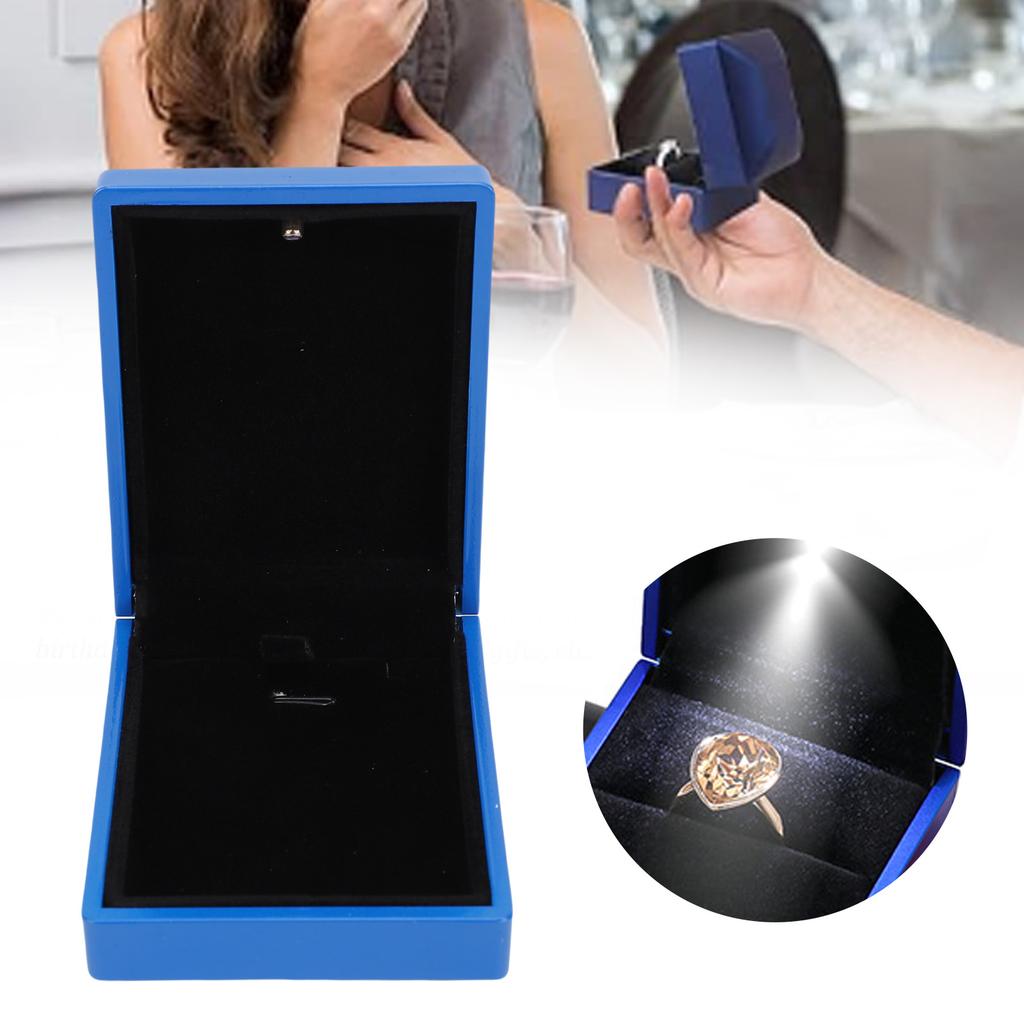 LED Light Up Pendant Box with Built In Battery Glossy Finish Necklace Jewelry Storage Case for Proposals Engagements
