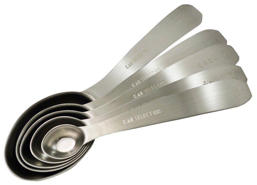 KAI SELECT100GL Oval Measuring Set of 5 Spoons, (DH3129)