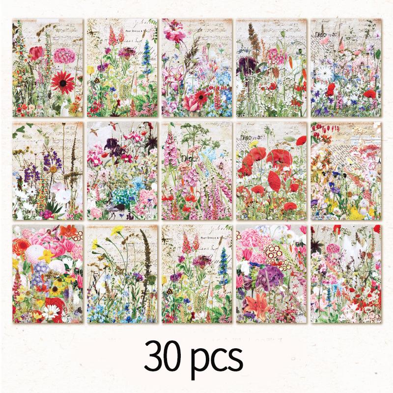 

30 pcs Vintage Flowers material paper Decorative Diary Album Scrapbooking Background paper DIY hand made Junk Journal Supplies