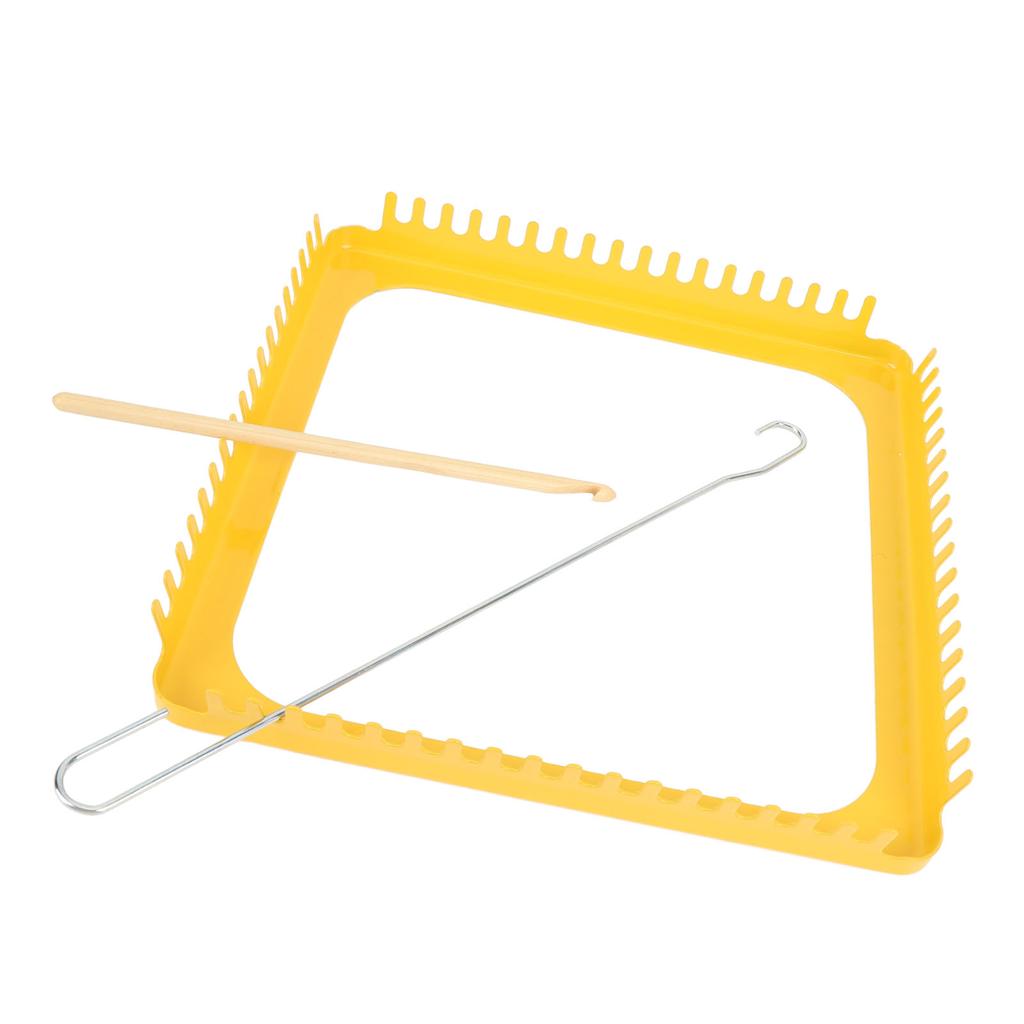 Kit de țesut de țesut, metal galben, 18 dinți, cadru de țesut pătrat pentru tapiserii, eșarfe, pălării
