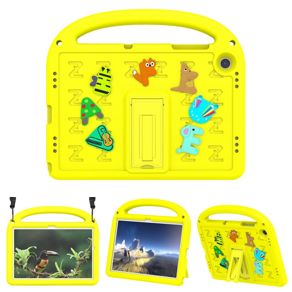 For Samsung Galaxy Tab A11+/A9+ Kickstand Case Cartoon Design Anti-Drop EVA+PC Tablet Cover with Strap for Kids
