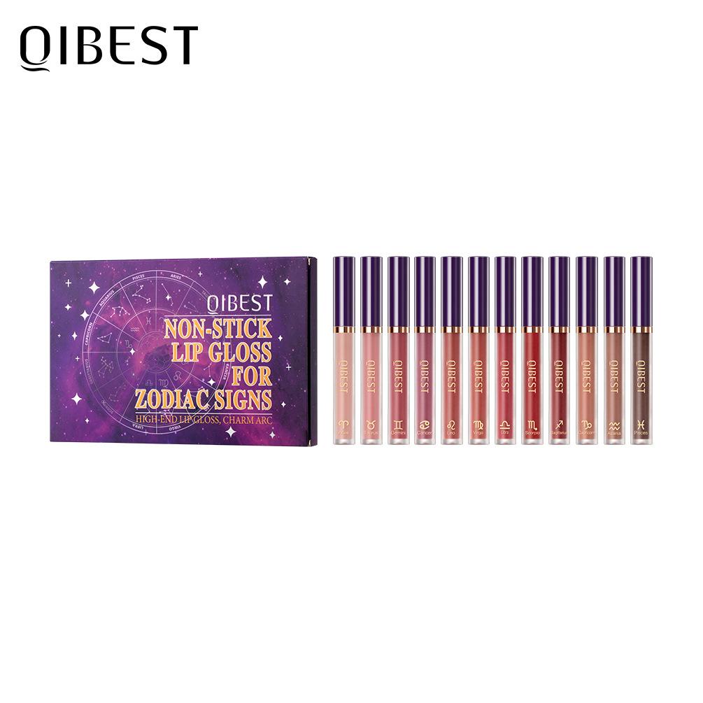 

QIBEST Матовый блеск для губ с антипригарным покрытием, не выцветающая глазурь для губ, долговечная, не легко снимается, набор жидких помад для макияжа