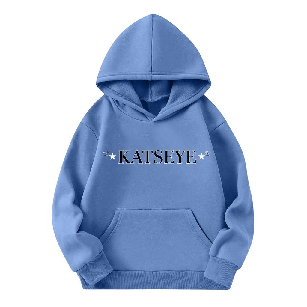Girls' Fashion Long-Sleeve Hooded Sweatshirt with Print and Pockets