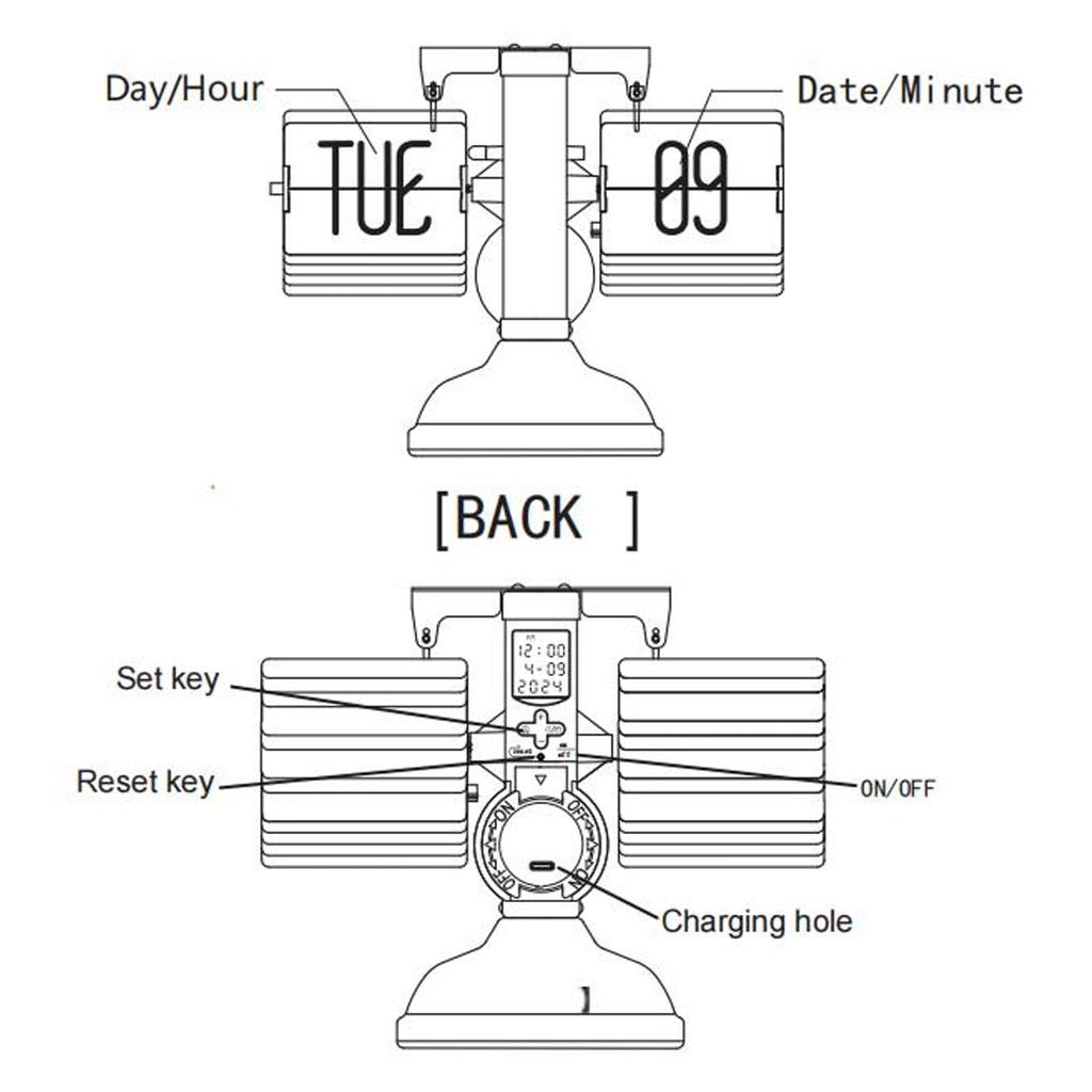 Retro Flip-Down Clock, Classic Mechanical Auto Flip Desk Table Clock, Battery-Powered, Built-in Gear-Operated Clock, for Multiple Home Office Decorati
