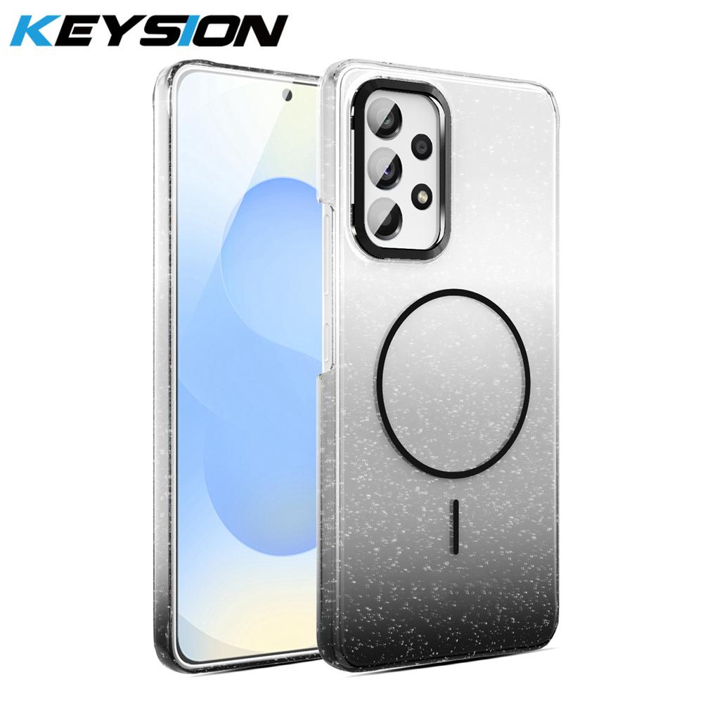 

KEYSION Luxury Gradient Glitter Magnetic Phone Case for Samsung Galaxy A53 5G A33 A23 A13 A52 S A32 4G Hard PC Shockproof Cover for Samsung A53 5G чорний