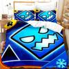 Angry Geometry Dash Bedding Set Single Twin Full Queen King Size Bed Set Aldult Kid Bedroom Duvetcover Sets 3D Print Kawaii 2022