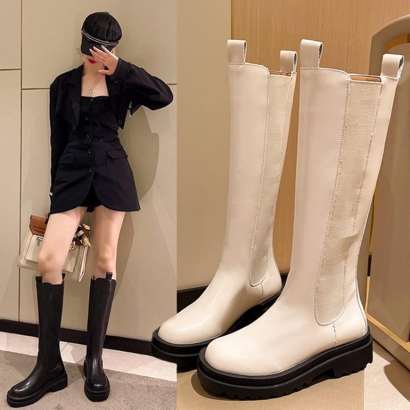 Internet Celebrity Super Round Toe Boots, Thick Heeled Long Boots,  Autumn and Winter New Style Sleeve High Top Boots