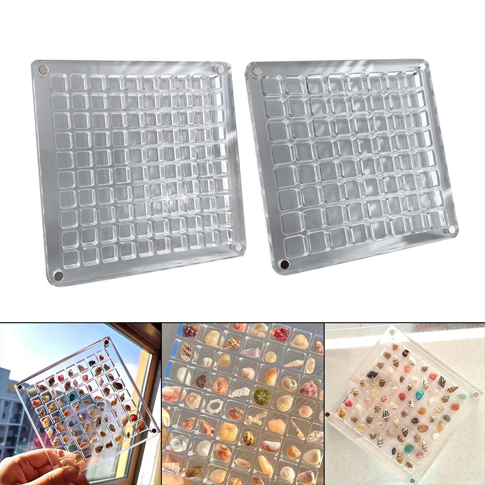 Multi Functional Transparent Acrylic Box for Storing Shells and Crystals Designed with a Convenient Magnetic Locking System