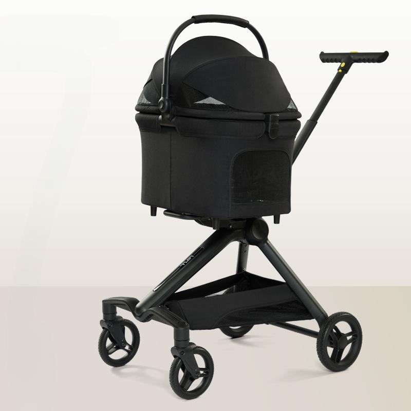 Lightweight Four-wheel Pet Stroller Foldable Cat Stroller Portable Multifunctional Carrying Basket Outdoor Travel Pet Supplies