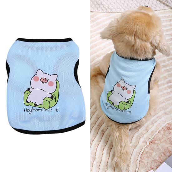 Kamizelka dla zwierząt Wykwintne obszycie Nadruk Miękka kreskówkowa zwierzęca Okrągła szyja Oddychająca siateczkowa sukienka Urocza letnia bluzka dla kota i psa