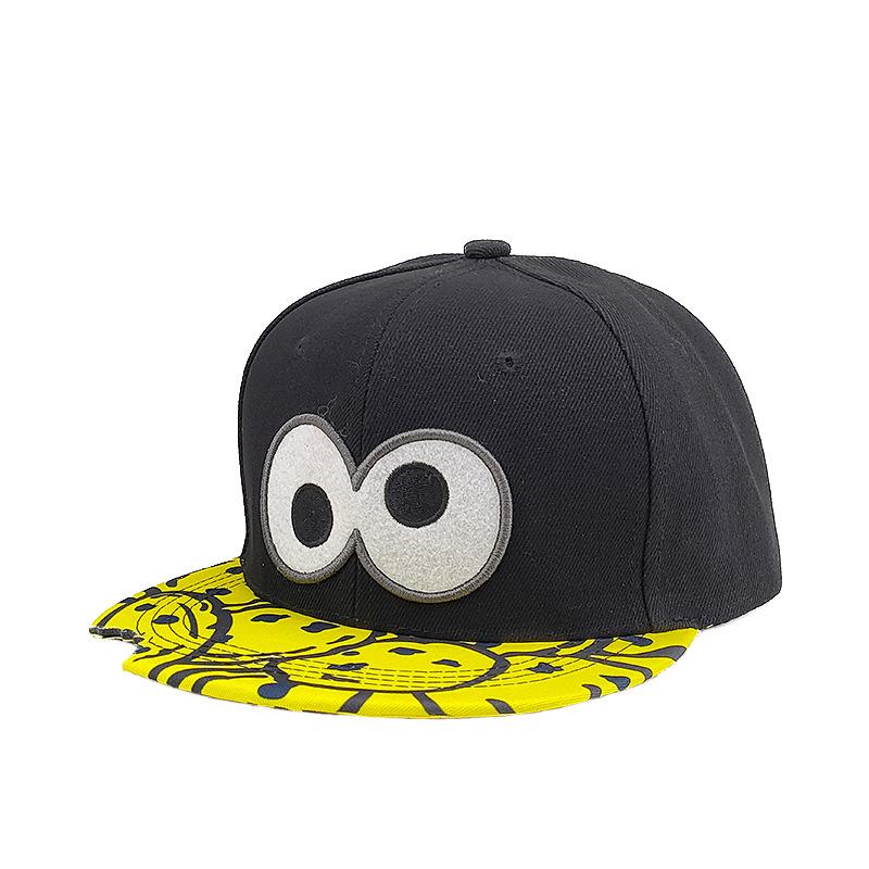 Eye PIZZA Embroidered cartoon flat-rim hip hop hat Cartoon  hat Spring and Autumn Outdoor Adjustable Casual  Sunscreen Hat