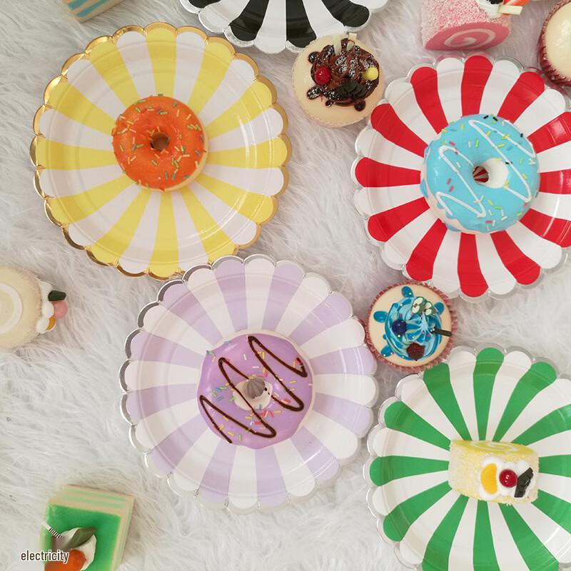 OIMG Disposable Hot Stamping Pink Paper Plates