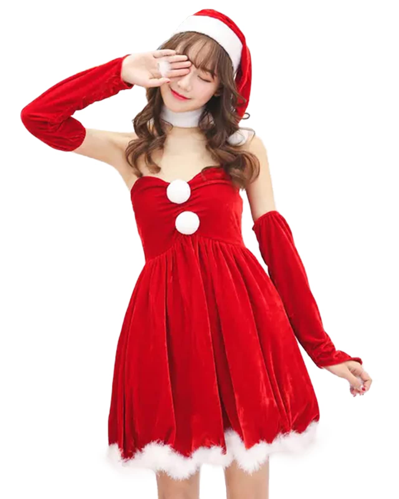 

Christmas Santa Cosplay Dress for Strapless [Milky Time] Women,